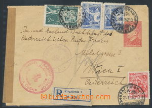 143437 - 1952 postal stationery cover 3Din, sent as Reg to Austria, u