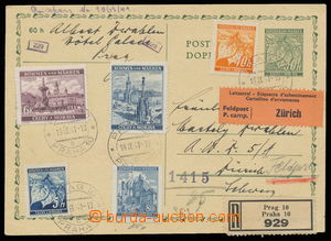 143439 - 1941 CDV1, dopisnice 50h zaslaná jako R do Švýcarska a do