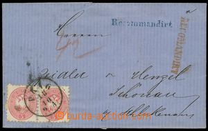 143457 - 1863-4 skládaný R-dopis vyfr. zn. V. emise 2x 2-páska 5Kr