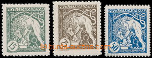 143691 -  Pof.27E, 28E, 29qB, comp. 3 pcs of stamps, 15h green and 25