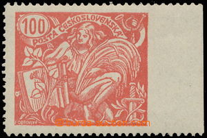 143704 -  Pof.173A I, 100h red, type I., marginal piece with omitted 
