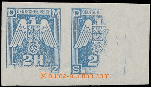 143724 - 1943 Pof.SL21, II. vydání 2K modrá, krajová 2-páska s V