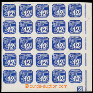 143725 - 1943 Pof.NV6, I. vydání 12h modrá, dolní rohový 25-blok