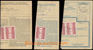 143746 - 1941 sestava 3ks ústřižků poštovních průvodek s frank