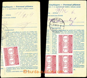 143747 - 1941 sestava 2ks ústřižků poštovních průvodek s frank