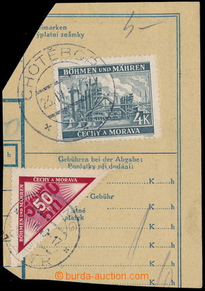 143755 - 1940 parcel dispatch card segment franked with. i.a. deliver