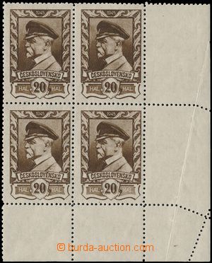 143887 - 1945 Pof.383, Moscow-issue 20h brown, marginal block-of-4 wi