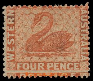143940 - 1861 SG.40, Černá labuť 4P oranžová, průsvitka labuť;