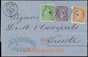 144073 - 1870 skládaný dopis do Trieste vyfr. zn. Mi.25, 26, 28, Hl