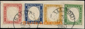 144075 - 1863 mixed franking 4 pcs of stamps on cut-square, Sas.13Da,