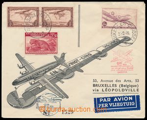 144149 - 1946 first flight Léopoldville–Bruxelles, airmail letter 