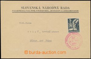 144176 - 1945 úřední obálka Slovenské národní rady vyfr. zn. P