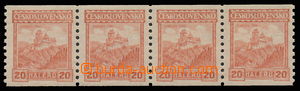 144467 - 1926 Pof.209A, Castles 20h orange, horizontal strip of 4, wm