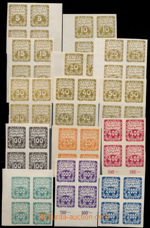 144491 - 1919 Pof.DL1-14, Ornament, complete set in blocks of four, p