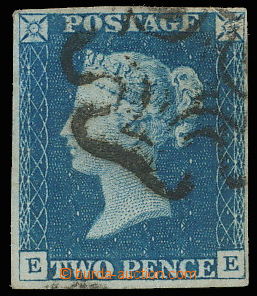 144632 - 1840 Mi.2b; SG.5, 2P blue, plate 1, letters E–E, black Mal