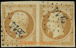 144680 - 1852 Mi.8a, Napoleon III. 10C yellow-brown, pair, numeral pm