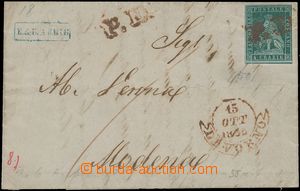 144682 - 1855 letter to Modena with Sas.6, Lion 4Cr green on blue-gra