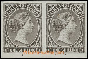 144734 - 1878 PLATE PROOF  SG.4, Queen Victoria 1Sh dark brown, pair,