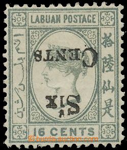 144735 - 1892 SG.50a, přetiskové vydání SIX CENTS/ 16C šedá, p