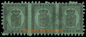 144745 - 1866 Mi.6Bz, Znak 8P černá na zeleným rýhovaném papíru