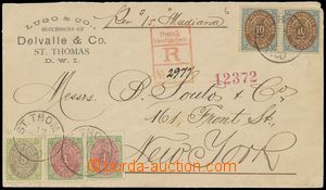 144756 - 1900 R-dopis do New Yorku vyfr. zn. 2x 10C + 5C +2 x 1C, vyd