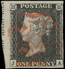 144836 - 1840 Mi.1b; SG.2, Black Penny, plate 1b, letters J–A, with
