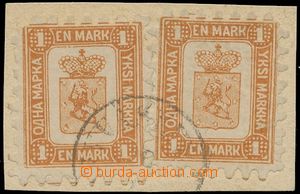 144851 - 1866-67 Mi.10C, Coat of arms 1M light brown, 2 pcs of stamp.