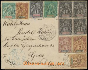 144885 - 1895 dopis přes Paříž do Rakouska s pestrou frankaturou 