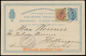 144887 - 1896 dopisnice Číslice 2C modrá adresovaná do Curychu, d