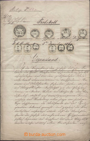 144896 - 1869 AUSTRIA-HUNGARY document with 11 revenues 3. issue in h