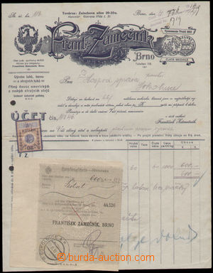 144914 - 1919 ČSR I.  tištěný účet fy Frant. Zámečník Brno s
