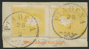 144933 - 1858 Mi.6I, 2x 2So yellow on cut-square, type I., CDS PIADEN