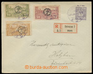 144961 - 1920 postal stationery cover 15f sent as Reg, franked with. 