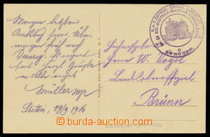 145025 - 1916 KONZULÁRNÍ POŠTA  pohlednice Štětína do Brna s mo