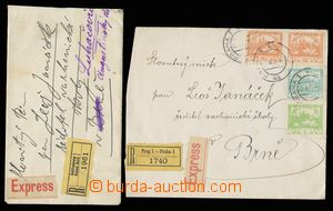 145032 - 1919 comp. 2 pcs of Reg and Express letters with color frank