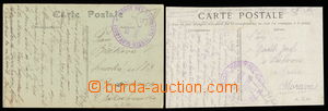145033 - 1919 FRANCIE  sestava 2ks pohlednic s modrými kulatými raz