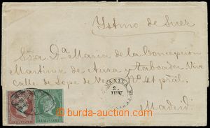 145042 - 1860 letter to Madrid, with Mi.I-II, Spanish West Indies, Qu