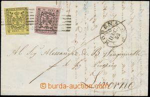 145047 - 1852 letter to Tuscan Livorno with Sas.2, 3, Coat of arms 10