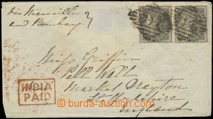 145051 - 1859 letter from Bombay to England with pair SG.45, Queen Vi