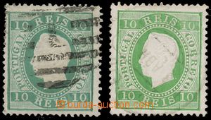 145062 - 1879 Mi.47xa, 47yb, King Luis I. 10R blue-green (!) and yell