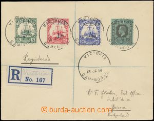 145149 - 1919 Reg letter via London to Switzerland with mixed frankin