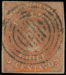 145169 - 1855 Mi.3, Kolumbus 5C červenohnědá litografie, chilský 