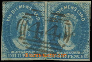 145188 - 1857-69 SG.37, Queen Victoria 4P blue, pair with numeral can