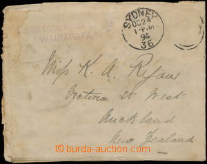 145193 - 1894 KATASTROFNÍ POŠTA  dopis ze Sydney do Aucklandu vyzve