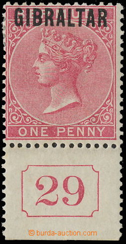 145222 - 1886 SG.2, Královna Viktorie 1P růžovočervená s přetis