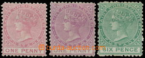 145223 - 1870 SG.1, 2, 5, Královna Viktorie 1P matně růžová, 1P 