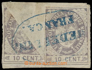 145224 - 1865 Mi.29, Znak s kondorem 10C a půlená zn. 10C fialová,