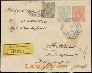 145264 - 1906 postal stationery cover Coat of arms 10h red sent as Re