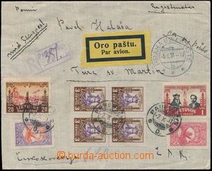 145331 - 1931 Reg and airmail letter to Slovakia, with Mi.224, 243, 2