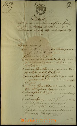 146186 - 1819 PRUSSIA / RACIBÓRZ (Ratibor) - document with nice reve
